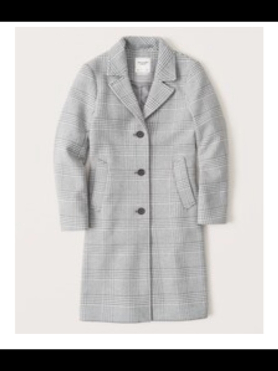 Abercrombie & Fitch Jackets & Blazers - Abercrombie & Fitch Dad Pea Coat Grey Plaid Button Up Wool Blend Small Petite